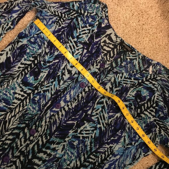 100% Rayon Papa Vancouver Fern Boho Cold Shoulder Bell Sleeve Button Down Top - Picture 12 of 15